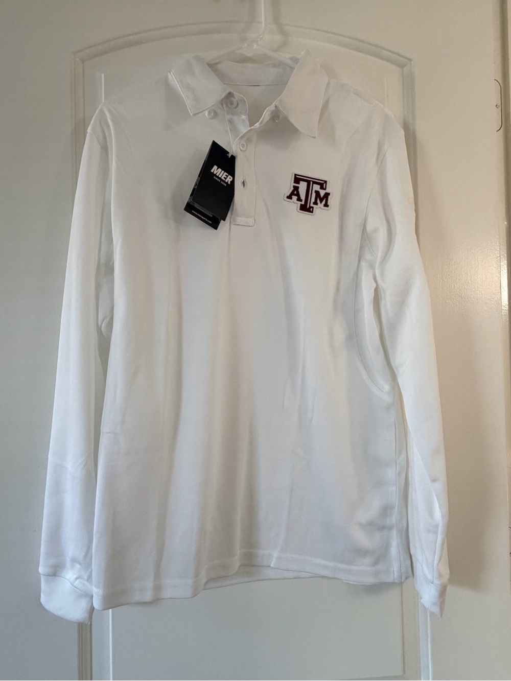 Men's White Long-Sleeve Polo
